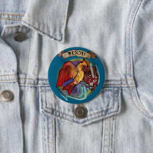 Resist State Bird Cardinal (Female coloration) 7.5 Cm Round Badge