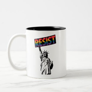 Resist Statue of Liberty Feminist Gift Two-Tone Coffee Mug