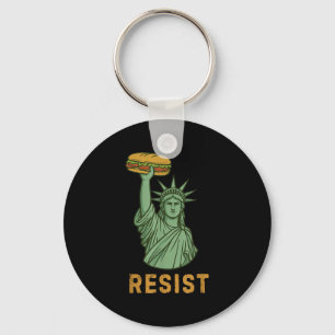Resist Statue Of Liberty Sandwich Guy Washington D Key Ring