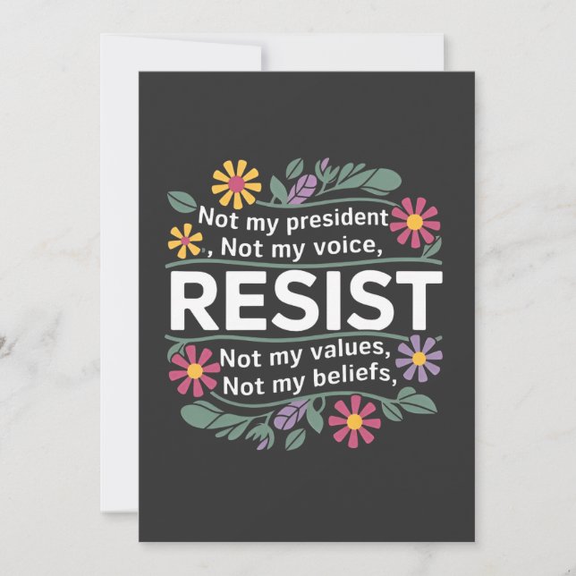 Resist Subtle Anti Trump Floral Botanical Protest  Holiday Card (Front)