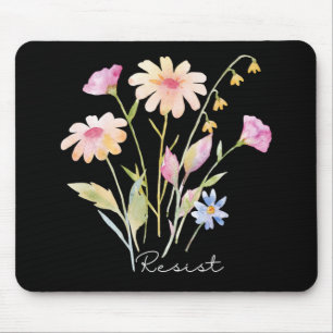 Resist Subtle Anti Trump Floral Botanical Protest Mouse Pad