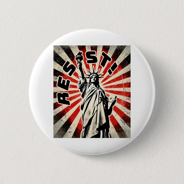 Resist Tee Statue Of Liberty Resist Activism Freed 6 Cm Round Badge (Front)