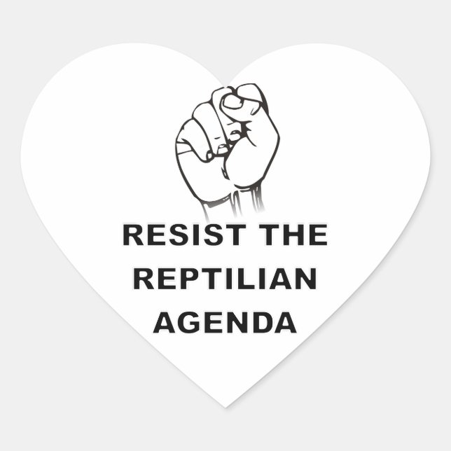 Resist The Reptilian Agenda Heart Sticker (Front)