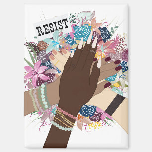 Resist Together – Floral Feminist Activism Art Magnet