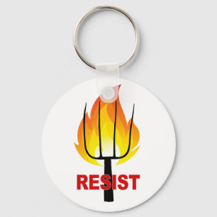Resist Torch and Pitchfork Key Ring