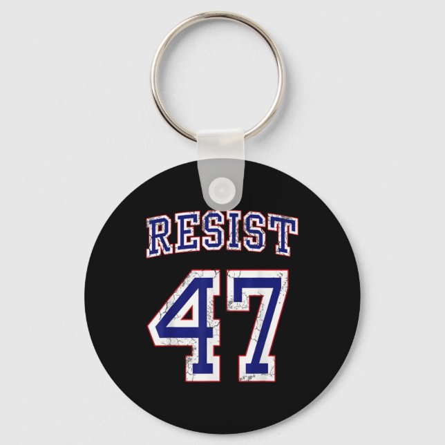 Resist Trump 47 Retro Distressed Graphic  Key Ring (Front)