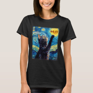 Resist Trump 8647 Van Gogh Starry Night Black Cat T-Shirt