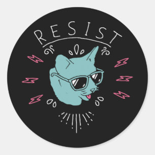 Resist Trump Cat Anti Trump Protest Anti Political Classic Round Sticker