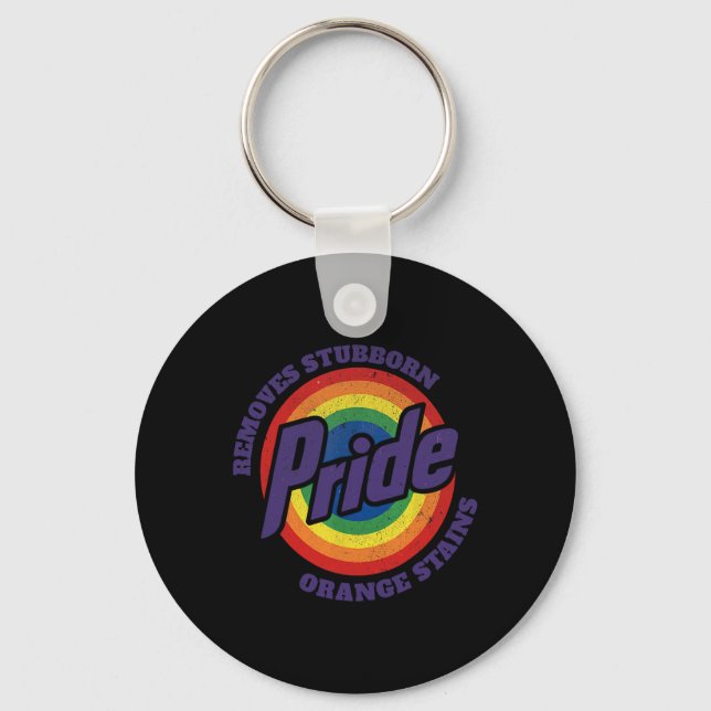 Resist Trump Remove Stubborn Orange Stains Pride M Key Ring (Front)