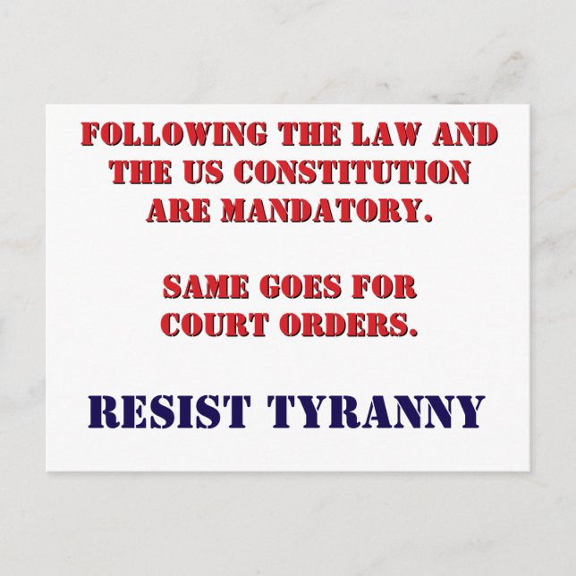 RESIST TYRANNY Postcard (Front)