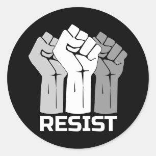 Resist with fist - in white 0002 classic round sti sticker