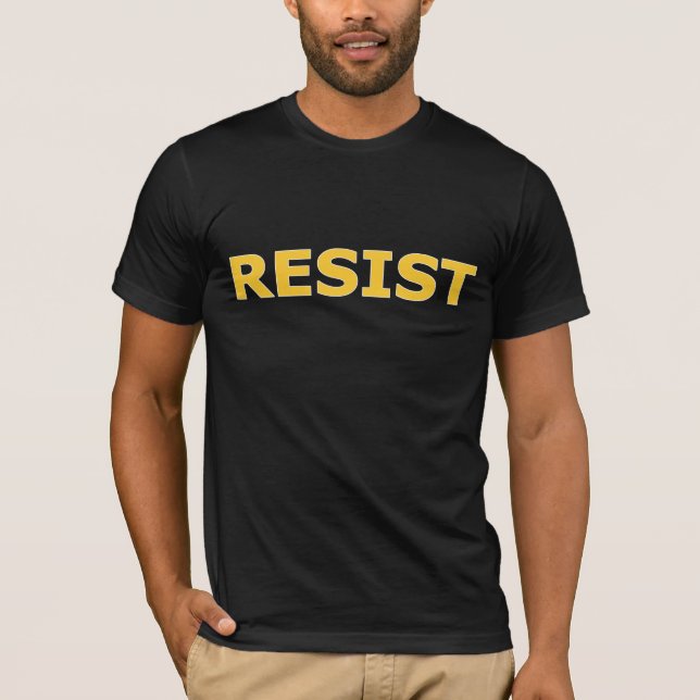 RESIST - Yellow on Black T-Shirt (Front)