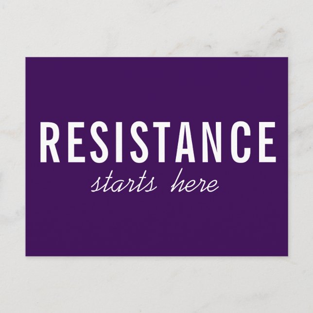 Resistance Starts Here, bold white text on purple Postcard (Front)