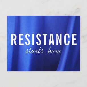 Resistance Starts Here on Blue Silk Abstract Photo Postcard