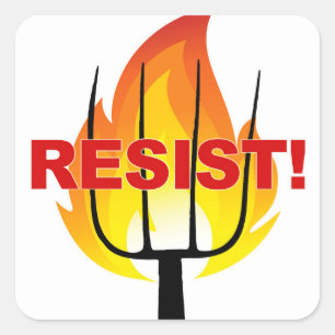 Resistance Torch and Pitchfork Square Sticker