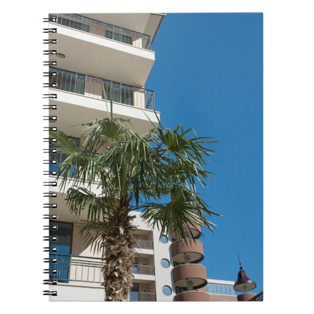 Resort bulding and palm tree notebook (Front)