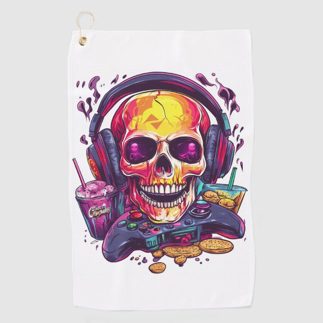 Respawn Ready � Funny Gamer Skull Golf Towel (Front)