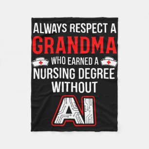 Respect a grandma who earned a nursing degree fleece blanket