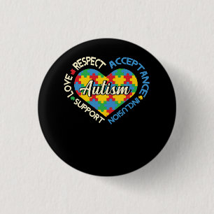 Respect Acceptance Inclusion Love Support Autism A 3 Cm Round Badge