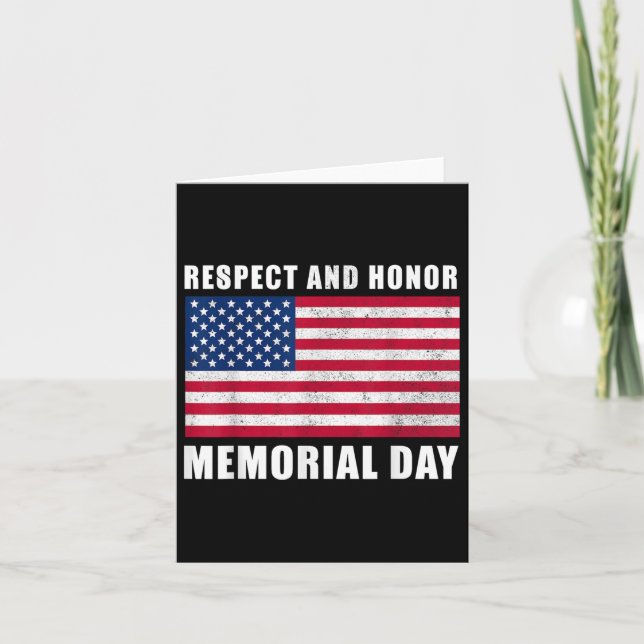 Respect And Honour Memorial Day  Card (Front)