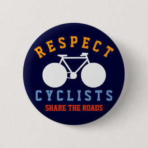 respect bicyclists, bike 6 cm round badge