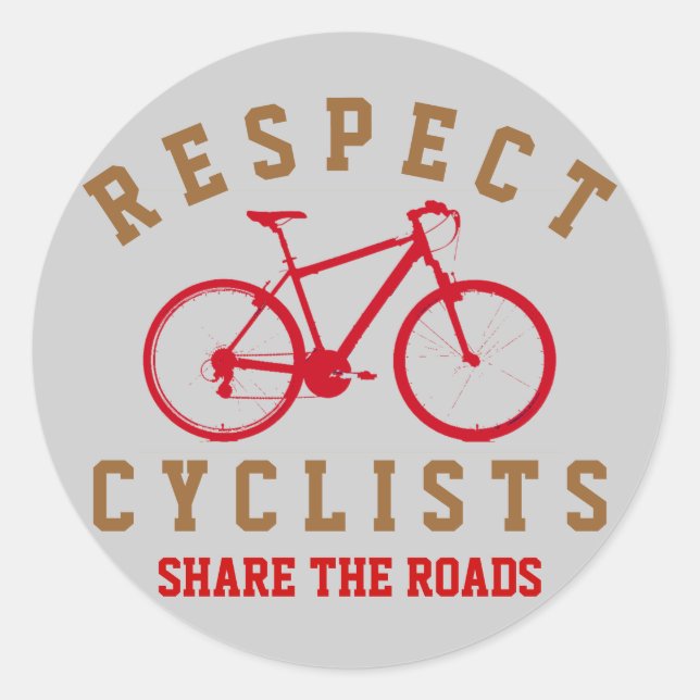 respect bicyclists sport-themed classic round sticker (Front)