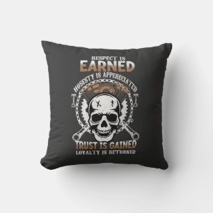 Respect Earned Skull Gear Tee Cushion