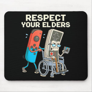 Respect elders gaming retro funny gamer controller mouse pad