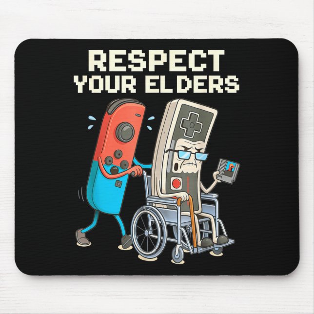 Respect elders gaming retro funny gamer controller mouse pad (Front)