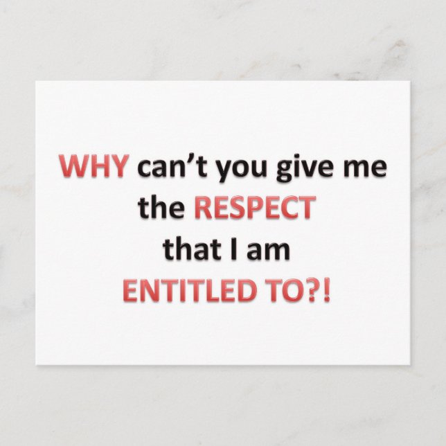 Respect Entitlement Postcard (Front)