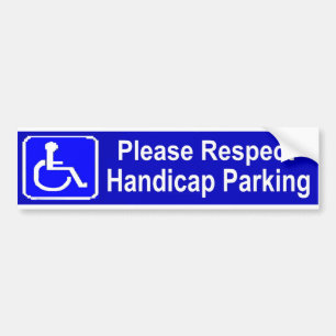 Respect Handicap Parking Bumper Sticker