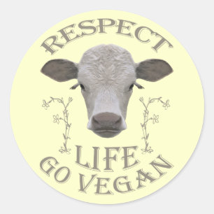 RESPECT LIFE - GO VEGAN - */* CLASSIC ROUND STICKER