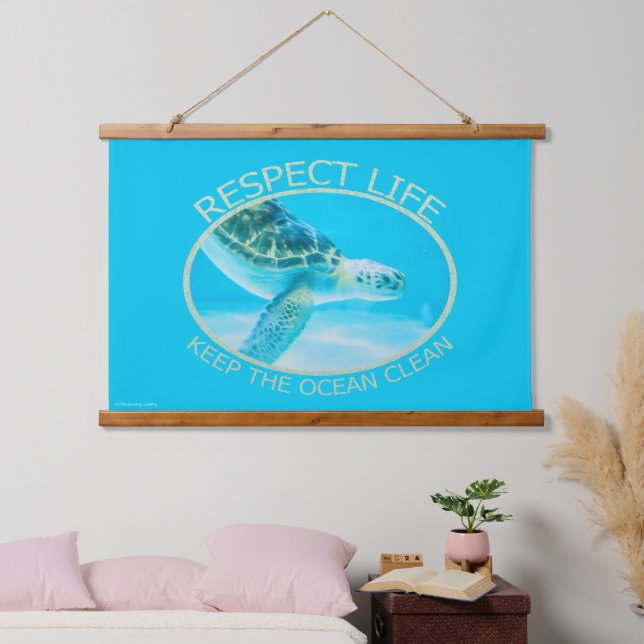 Respect Life, Keep the Ocean Clean Hanging Tapestry (Bedroom)