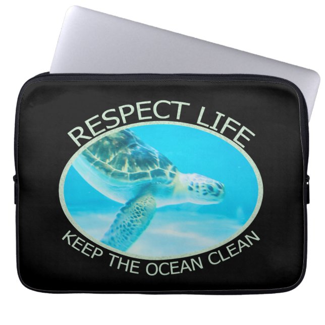 Respect Life, Keep the Ocean Clean Laptop Sleeve (Front)