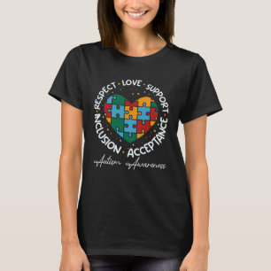 Respect Love Support Autism Awareness Heart Women T-Shirt