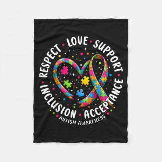 Respect Love Support Autism Awareness Shirts Women Fleece Blanket