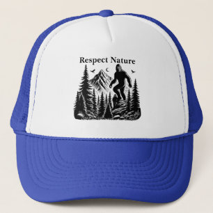 Respect Nature Yeti Bigfoot Ink Art Trucker Hat