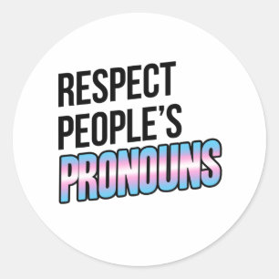 Respect People's Pronouns - Trans Stripes Classic Round Sticker