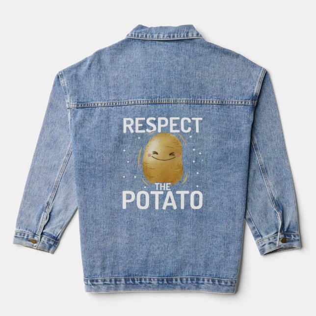 Respect Potato  Potatoes Vegetables Chips Eater  Denim Jacket (Back)