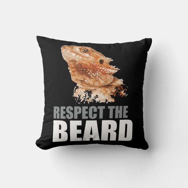 Respect The Beard Funny Bearded Dragon Cushion (Front)