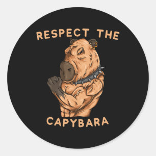 Respect The Capybara - Funny Fitness Bodybuilder R Classic Round Sticker