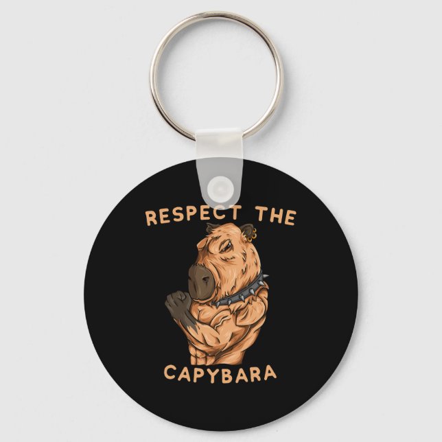 Respect The Capybara - Funny Fitness Bodybuilder R Key Ring (Front)