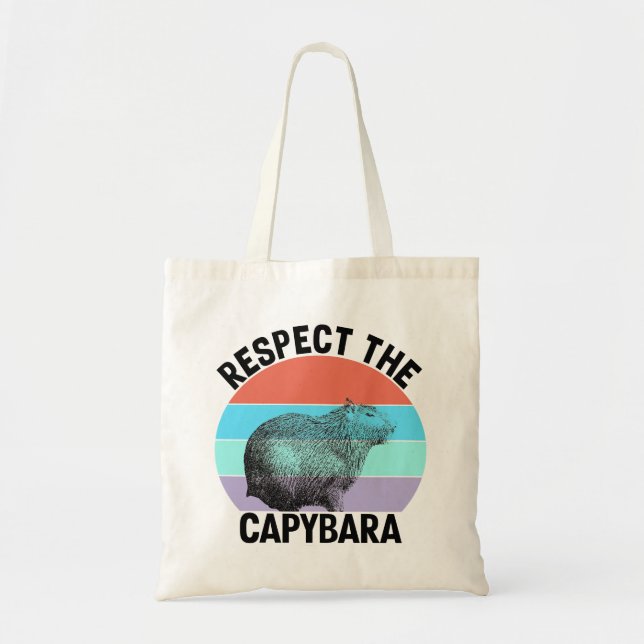 Respect The Capybara Funny Rodent Capibara Tote Bag (Front)