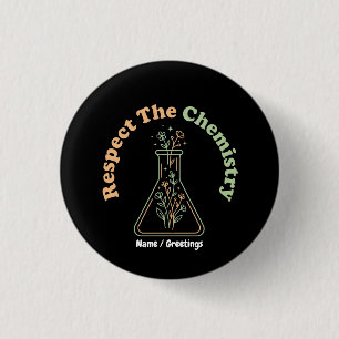 Respect The Chemistry Retro Botanical Science 3 Cm Round Badge