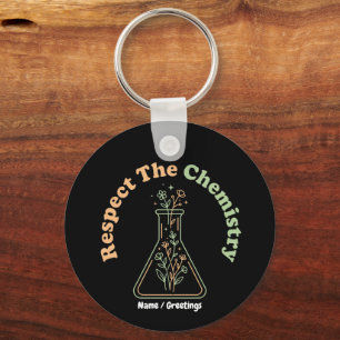 Respect The Chemistry Retro Botanical Science Key Ring