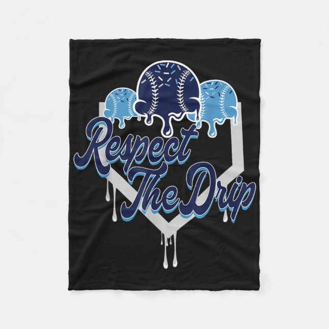 Respect The Drip Baseball Home Plate With Sprinkle Fleece Blanket (Front)