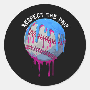 Respect The Drip Baseball Ice Cream Drip  Classic Round Sticker