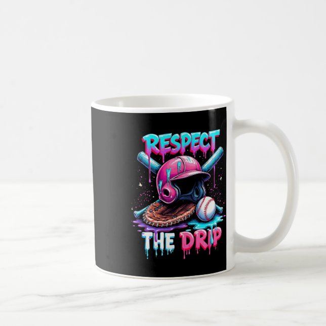 Respect The Drip Baseball Ice Cream Drip Vibes Squ Coffee Mug (Right)