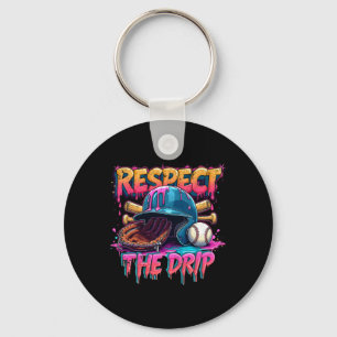 Respect The Drip Baseball Ice Cream Drip Vibes Squ Key Ring