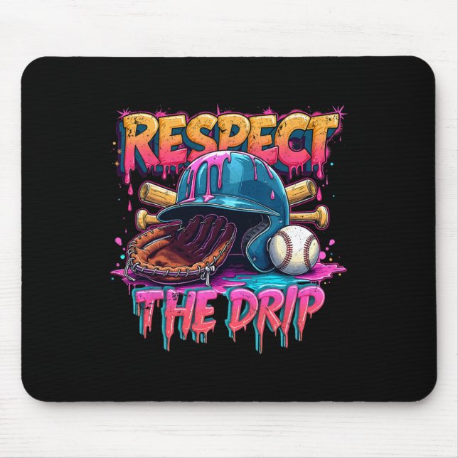 Respect The Drip Baseball Ice Cream Drip Vibes Squ Mouse Pad (Front)